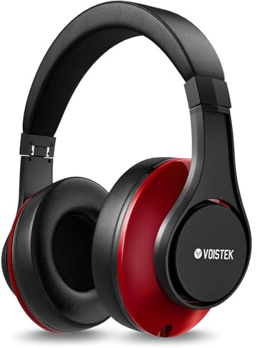 Voistek Bluetooth Headphones Over Ear, 40H Playtime Wireless Headphones with Microphone, Wired Foldable Lightweight Headset with Deep Bass, HiFi Stereo Sound for Travel Work PC Cellphone Home Office