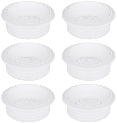 CutitiUU Lot de 6 Cache-trous Ronds en Plastique Passe Cable Bureau 60mm Oeillet de Bureau Couvercle du Trou de Câble Passes-Câbles de Bureau en Plastique pour la Maison et Le Bureau (Blanc)