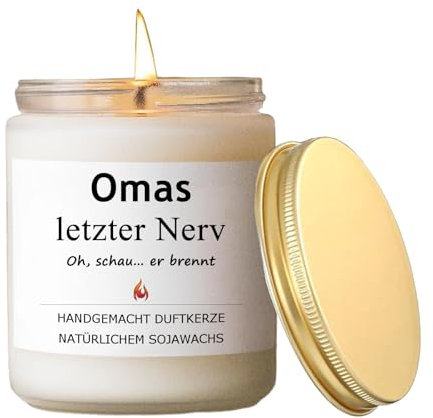 Oma Geschenk, Personalisierte Kerze Geschenke für Oma zum Weihnachten Geburtstag Muttertag, Lustiges Weihnachtsgeschenke Geburtstagsgeschenk für Beste Oma von Enkel, Omas Letzter Nerv Kerze im Glas