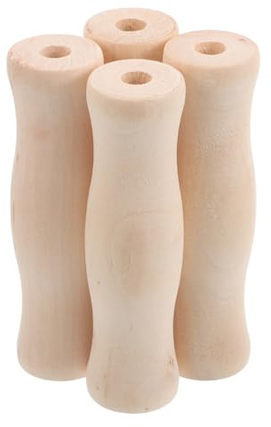 VILLCASE Lot de 4 poignées de barbecue pour la cuisine - Ustensiles de cuisine en bois beige