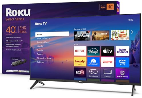 Roku Smart TV – 40-Inch Select Series, 1080p Full HD TV – Roku TV with Voice Remote – Flat Screen LED Television with Wi-Fi for Streaming Live Local News, Sports, Family Entertainment