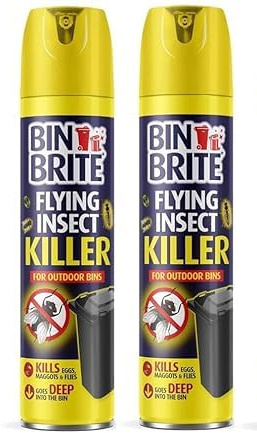 Bin Brite Flying Insect Killer Spray – 300ml (Pack of 2) – Outdoor Bin Fly & Maggot Killer, Fast-Acting, Deep-Penetrating Formula, Kills Flies & Maggots