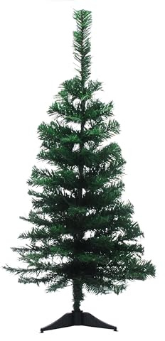 Festive Productions 90cm Green Artificial Christmas Tree – Small Tabletop Tree with Wrapped Branches & Plastic Stand – Compact Seasonal Decoration for Home or Office