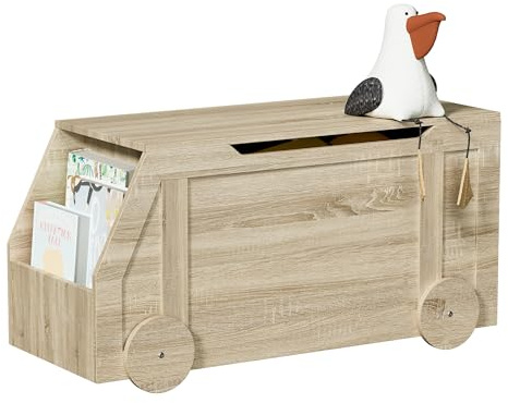 Sitzbank mit Stauraum, Schuhbank, 100 x 40 x 51cm, Kinderzimmer (natur) | Spielzeugkiste für Kinder, mit Deckel, Spielzeug Aufbewahrungsbox, für Flur, Schlafzimmer, Wohnzimmer