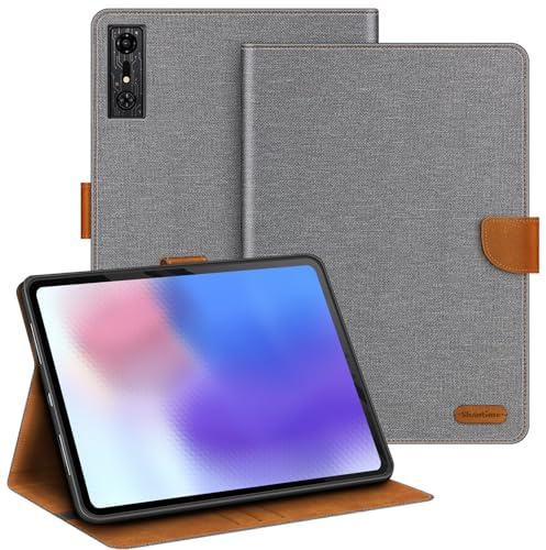 Shantime Lederhülle Kompatibel mit Zte Nubia Red Magic Gaming Tablet Pro 10.9 2024 Schutzhülle mit Innenliegender TPU-Silikon-Hülle, Integriertem Ständer und Stoßfest(Grau)