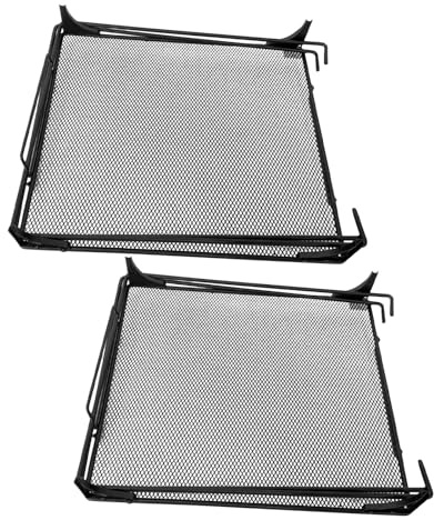 Sewroro Lot de 2 Étagères Pliables en Métal Noir Cuisine – Support de Rangement Empilable et Modulable Organisateur sous Évier et Étagère de Placard Multifonction pour Gain de Place