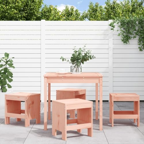 Bucmath Douglasienholz Garten-Essgruppe, 5-TLG. Massivholz, Robustes Design für Terrasse, Balkon, Essbereich, 110 kg Traglast pro Sitz, unbehandeltes Holz, langlebiges Outdoor-Möbelset