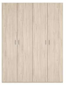 Skraut Home Armario ropero River, 4 Puertas, con estaneria y colgadores Color Roble Claro 150,4x197,5x52,6 cm