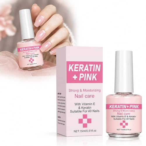 Nail Strengthener for Weak Nails — Quick Dry Nail Hardener for Damaged, Thin & Peeling Nails, Smoothing Keratin Nail Care with Vitamin E for Nail Growth Support, Even Surface and Daily Care,15ml