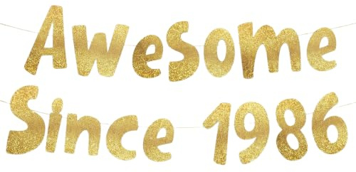 40. Geburtstag Deko seit 1986, Gold Glitter Papierschild, Geburtstagsbanner, Party Wanddekoration