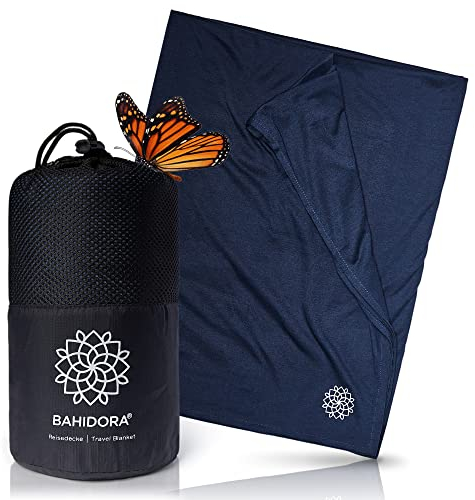 Bahidora® Reisedecke Ultraleicht Warm 200x150cm. Camping Decke Outdoor aus Coolmax Material - ideal als Reise Zubehör. Geringes Packmaß, weich und atmungsaktiv, Outdoor Decke