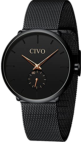 CIVO Herren Uhren Ultra Dünne Schwarze Herren Uhr Minimalist Wasserdicht mit Edelstahl Mesh Herren Armbanduhren Kleiden Sie Klassisches Geschäft Herrenuhr Quarz