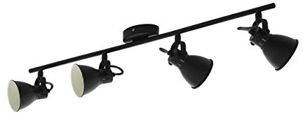 EGLO Deckenlampe Seras 1, 4 flammige Deckenleuchte Industrial, Klassisch, Deckenstrahler aus Stahl, Wohnzimmerlampe in Schwarz, Küchenlampe, Spots mit GU10 Fassung