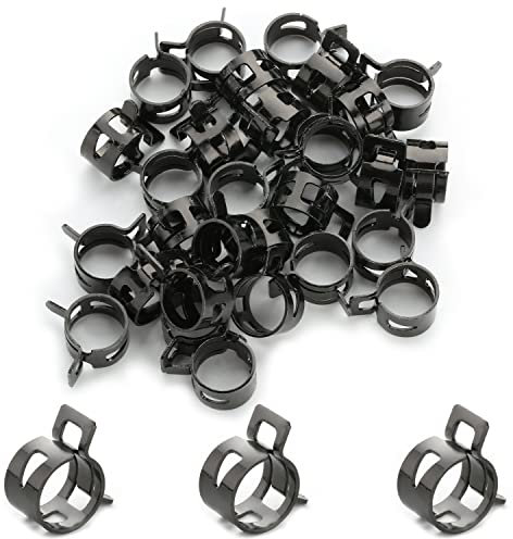 MroMax Lot de 30 colliers de serrage à ressort de 16 mm, noir pour conduite de carburant OD de 53,3 mm, tuyau d'aspirateur en silicone, tuyau d'air et tuyau d'eau, bague de rechange automobile