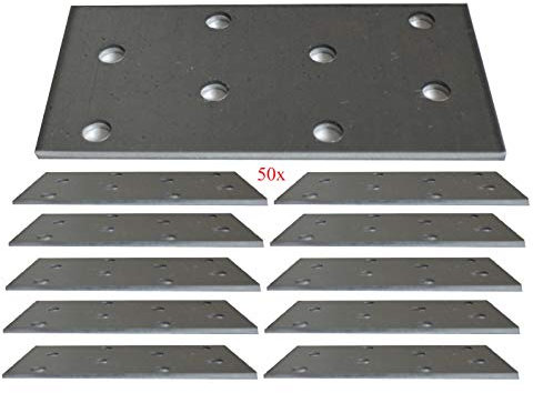 Flat Connecting Joining Plate Galvanised Structural Connectors Heavy Duty Metal Steel Sheet 3.15x1.57x0.08 (80 x 40 x 2mm) Pack of 50pcs