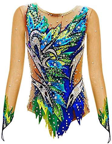 Kmgjc Turnanzug für Damen und Mädchen, für Wettkampf, Rhythmische Gymnastik, Blau, 14