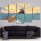 Leinwandbild 5 Teile Bilder Filmanimation Die Abenteuer von Tim und Struppi 5 teilige Wandbilder Wandbilder Kunstdruck 150X80cm Mit Rahmen Vlies Leinwanddrucke Leinwandbilder Cadeau d'Halloween
