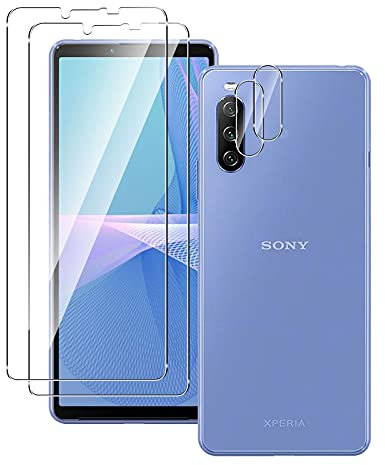 QULLOO Schutzfolie für Sony Xperia 10 III 5G Folie + Kamera Folie [2 Stück + 2 Stück],9H Schutzglas für Panzerglas,nti-Kratzen Displayschutzfolie für Xperia 10 3 5G 2021