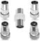 5PCS Metal TV Aerial Co-Axial Plug, 2 X Female 2 X Male TV Aerial Coaxial Cable Connectors Adaptor- Metal, Coaxial Connector for RF Cable, Freeview - Metal
