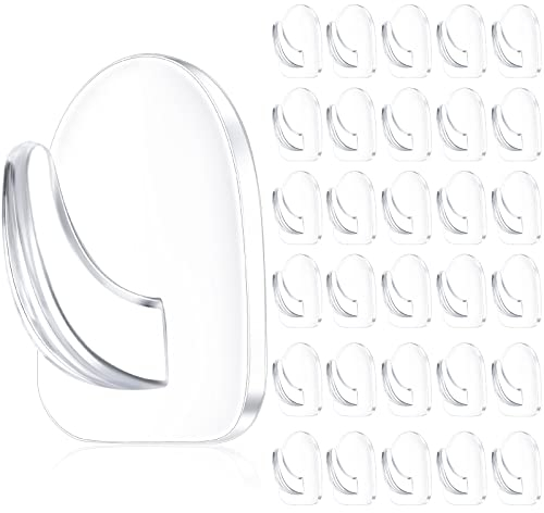 Queekay 30 Ganchos de Pared Adhesivos Transparentes para Colgar Ganchos sin Costura Reutilizables Transparentes Colgadores Adhesivos Pequeños de Acrílico con Pegatinas sin Marcas para Cocina