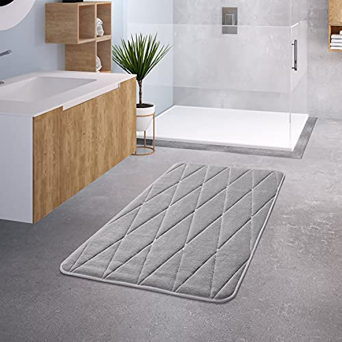 TT Home Badezimmer Badematte Duschmatte rutschfest Waschbar Memory Schaum Stein Muster, Farbe: Grau 4, Größe:60x100 cm