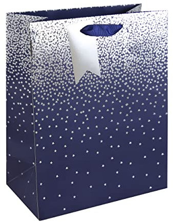 Clairefontaine 30861-2C - Geschenktasche 26,5x14x33 cm, ideal für Geschenke, Sternregen Blau, 1 Stück