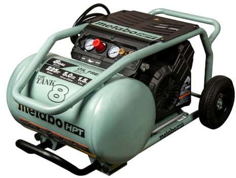 Metabo HPT Compressore d'aria, THE TANK, compressore d'aria a carrello da 8 galloni, 225 PSI, versatile per l'uso con chiodatrici per cornici, rivestimenti, finiture o tetti, facile mobilità con