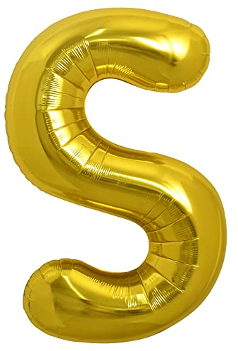 TONIFUL 40 Zoll große Goldfarbene S Buchstabe Ballons Jumbo Helium Ballons, Folie Mylar Big Alphabet Ballons für Geburtstagsfeier Jubiläum Valentinstag Zubehör Dekorationen