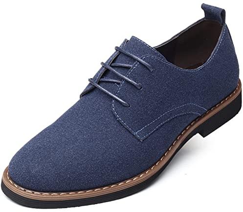 Herren Wildlederschuhe Kleid Schuhe Klassische Oxford-Mode Schnürschuhe Derby Schuhe, blau, 43.5 EU
