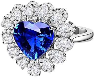 Daesar Trauringe Weißgold 750 Damen, Ringe Herz mit 2.5ct Saphir Verlobungsringe Weißgold Nickelfrei mit Diamant Gr.50 (15.9)