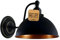 LEDSone Industrielle Wandleuchte Vintage Retro Eisen Lampenschirm E27 Deckenleuchte Wandlampe Innenbeleuchtung für Küche Esszimmer Schlafzimmer Restaurant Bar (schwarz innen gold)