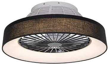 Qazqa - Modern Deckenventilator mit beleuchtung schwarz 47cm inkl. LED Dimmbar mit Fernbedienung - Emily I Wohnzimmer I Schlafzimmer - Stahl Rund - I LED