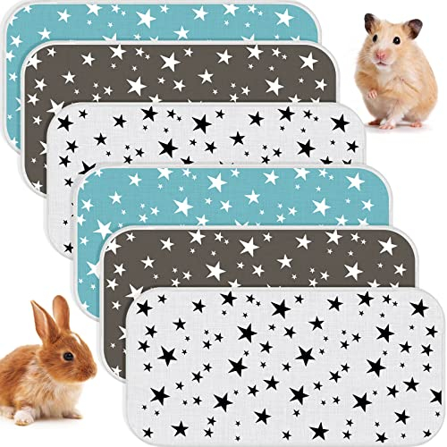 Namalu 6er Pack Saugfähige Meerschweinchen Käfig Einlagen Wiederverwendbare PIPI Pads Waschbare Urin Unterlagen wasserdichte Urin Pads Kätzchen Welpenmatten für Kleintiere, 3 Stile (14 x 28 Zoll)