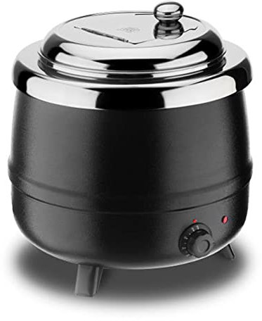 15L Black Commercial Soup Kettle Warmer, 400W Catering Electric Insulation Food Warmer with Removable Inner Pot, for Mulled Wine, Chilli or Curry