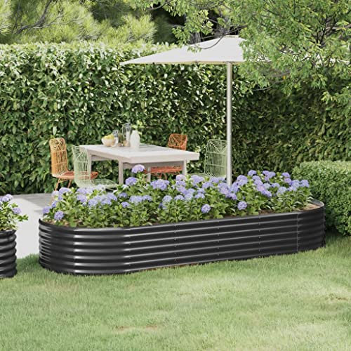 WIFESE JardinièRe Acier Enduit De Poudre 249x100x36 Cm Anthracite Jardinieres Exterieur Jardiniere Bois Jardiniere Balcon Carré Potager Bacs ã Fleurs