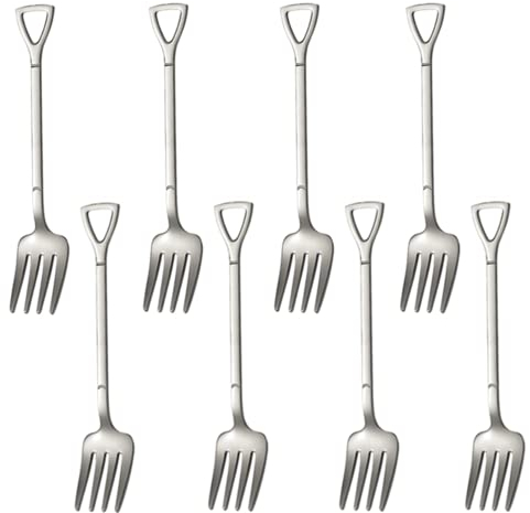 8PCS Cake Fruit Fork Set Salad Mini Dessert Cake Stainless Steel Fork Set for Home Kitchen or Restaurant (8PCS Fork)