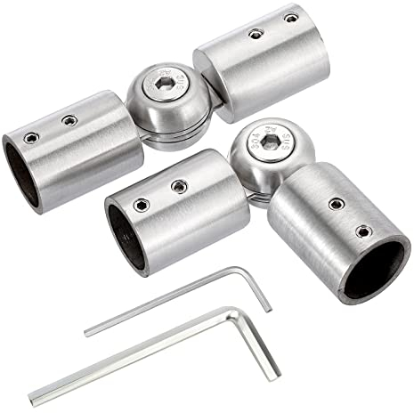 Sumnacon 2 Stück verstellbare Gardinenstangen, Eckverbinder, Edelstahl-Fenster-Winkelverbinder mit Zubehör, stabile Gardinenstange, Eckwinkelverbinder für 3/4 Zoll Erkerfensterrollo, Silber
