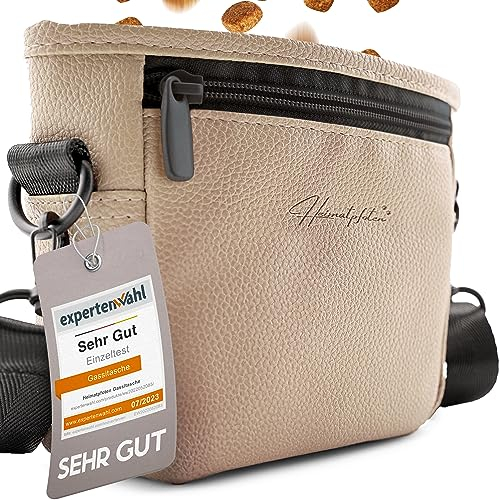 Heimatpfoten® Leckerlitasche für Hunde aus Kunstleder - Gassitasche mit Einhand Magnet-Verschluss - Hunde-Leckerli-Beutel (Größe S - Braun)