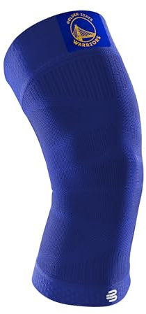 BAUERFEIND Rodillera de compresión deportiva NBA Golden State Warriors, diseño ligero con zonas de agarre para aliviar el dolor de rodilla y rendimiento (guerreros, M)