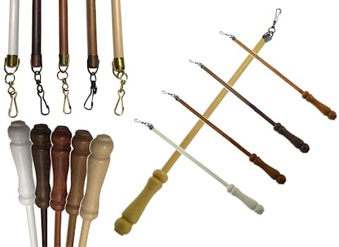 Coppia Asta in legno per tenda frusta guidatenda da 125 cm tiratenda ad anelli
