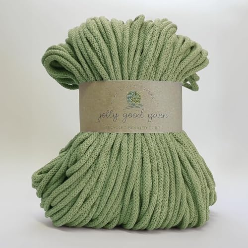 5mm Braided Macrame Cord Rope by Jolly Good Yarn, Soft Recycled Cotton, 100m (500g), Wall & Plant Hangers, Textile Jewellery, Decorations (Buckfast Green)