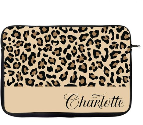 Personalised Cheetah print, Custom Name, Leopard Print, Animal Print, Laptop Sleeve/Cover. (13)