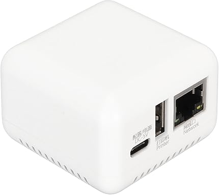 GOWENIC USB 2.0 Netzwerkdruckserver, LAN-Druckfreigabeserver, unterstützt Bild- und Textdruck, für Büro, Schule, Printshop (US-Stecker 110 V)