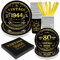 80th Birthday Decorations for Men, Vintage 1944 Disposable Paper Plates and Napkins Set with 9oz Cups, Straws Party Supplies 120 Pcs Serves 24 Guests