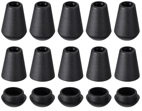 QUARKZMAN 20 Stück Glocken-Endstopper, Kordelstopper aus Kunststoff, Seilendverschluss, Seilverschlüsse, Knebelclip mit Deckel für Kordelzug, Schlüsselband, Rucksack, Schwarz
