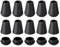 QUARKZMAN 20 Stück Glocken-Endstopper, Kordelstopper aus Kunststoff, Seilendverschluss, Seilverschlüsse, Knebelclip mit Deckel für Kordelzug, Schlüsselband, Rucksack, Schwarz