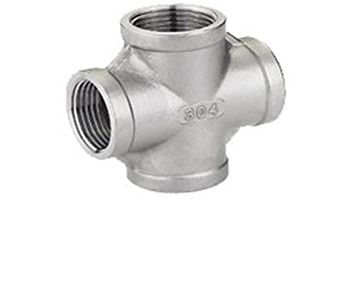 Schlauchteiler,Ventil FüR GartenschläUche Edelstahl 304 3/8 1/2 3/4 1 1-1/4 1-1/2 Innengewinde Rohrverschraubung 4-Wege-Gleichkreuzverbinder04 (Size : 2)