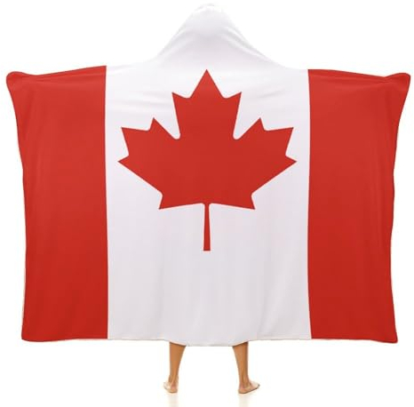Yelolyio Weiche Kapuzendecke mit Kanada-Nationalflagge, tragbare Decke, Kanada, superweiche Fleecedecke, Überwurfdecke, für Kinder, Erwachsene, für Bett, Zuhause, Reisen, 127 x 152,4 cm