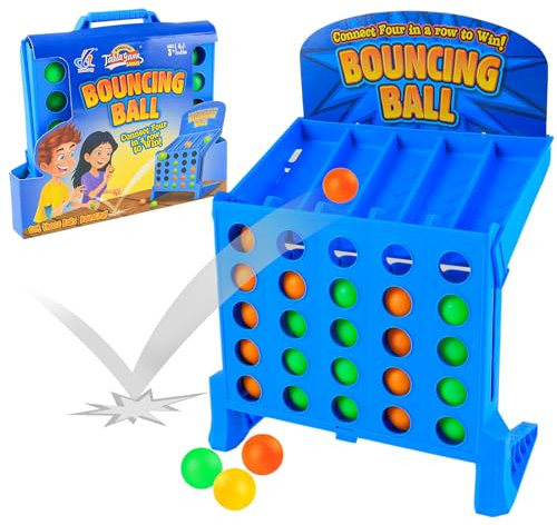 PAYFULLY Bouncing Ball Tischspiel, Neues Bounce Off Game, 4 Gewinnt Action Bälle, Bouncing Ball 4 Shots Game, Schüsse Bounce Spiel, Bounce Ball Party Game für Kinder, Erwachsene