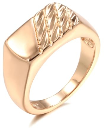 BISONBLUE Ringe Herren Ring Damen Männer Rings Geschenk Modischer, glänzender Herrenring, einfacher quadratischer Ring für Damen, 12 585 Roségold